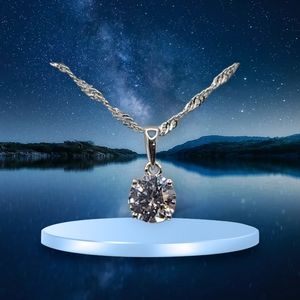 NEW Lustro Stella Swarovski's  Diamond Pendant Necklace in 925 Sterling Silver